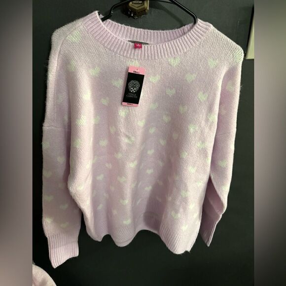Vince Camuto Women's Valentine Heart Azalea Sweater NWT Small Ice Pink - Picture 4 of 7